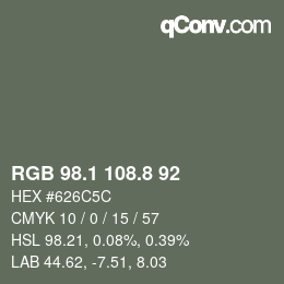 Color code: RGB 98.1 108.8 92 | qconv.com