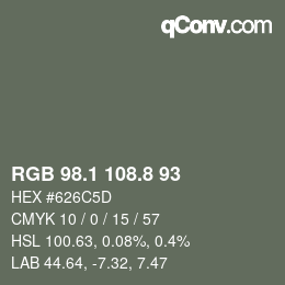 Color code: RGB 98.1 108.8 93 | qconv.com