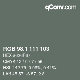 Color code: RGB 98.1 111 103 | qconv.com