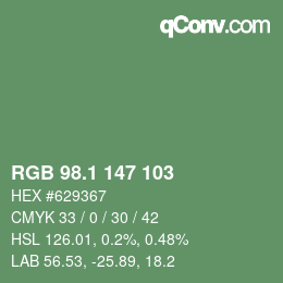 カラーコード: RGB 98.1 147 103 | qconv.com