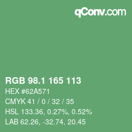 カラーコード: RGB 98.1 165 113 | qconv.com