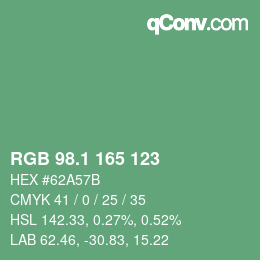 カラーコード: RGB 98.1 165 123 | qconv.com