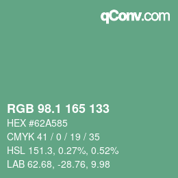カラーコード: RGB 98.1 165 133 | qconv.com