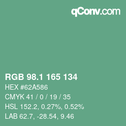 カラーコード: RGB 98.1 165 134 | qconv.com