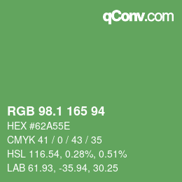 カラーコード: RGB 98.1 165 94 | qconv.com