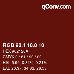 Color code: RGB 98.1 18.8 10 | qconv.com