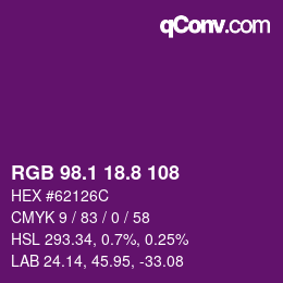カラーコード: RGB 98.1 18.8 108 | qconv.com