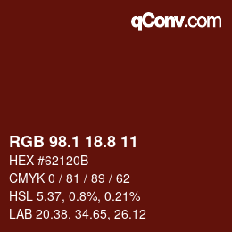 カラーコード: RGB 98.1 18.8 11 | qconv.com
