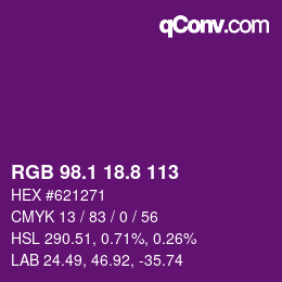 カラーコード: RGB 98.1 18.8 113 | qconv.com