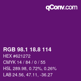 カラーコード: RGB 98.1 18.8 114 | qconv.com