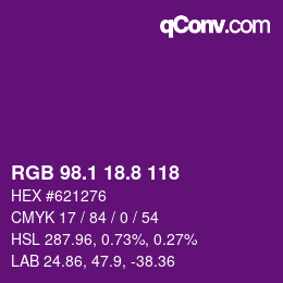 カラーコード: RGB 98.1 18.8 118 | qconv.com