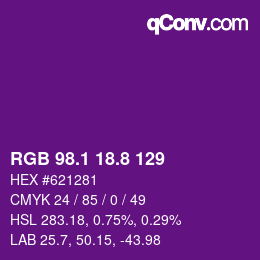 カラーコード: RGB 98.1 18.8 129 | qconv.com