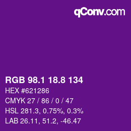 カラーコード: RGB 98.1 18.8 134 | qconv.com