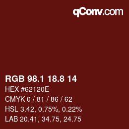 Color code: RGB 98.1 18.8 14 | qconv.com