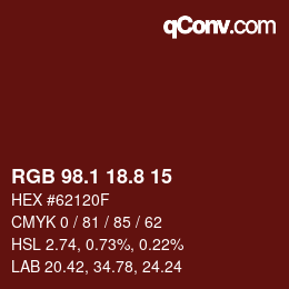 Color code: RGB 98.1 18.8 15 | qconv.com