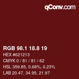 Color code: RGB 98.1 18.8 19 | qconv.com