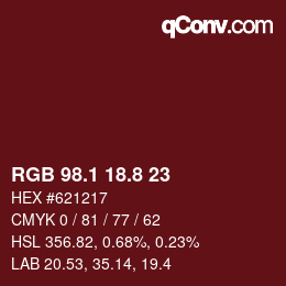 カラーコード: RGB 98.1 18.8 23 | qconv.com