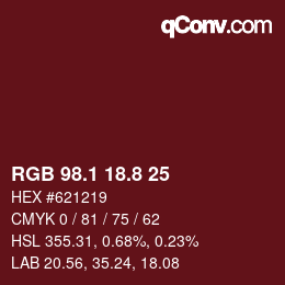 Color code: RGB 98.1 18.8 25 | qconv.com