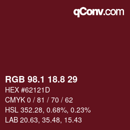 Color code: RGB 98.1 18.8 29 | qconv.com
