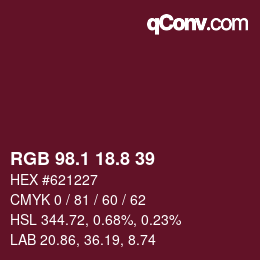 Código de color: RGB 98.1 18.8 39 | qconv.com