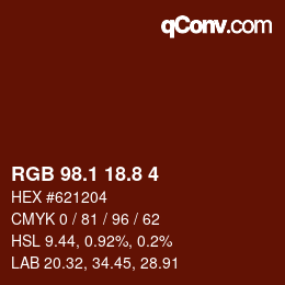 Color code: RGB 98.1 18.8 4 | qconv.com