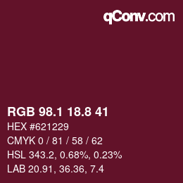 カラーコード: RGB 98.1 18.8 41 | qconv.com