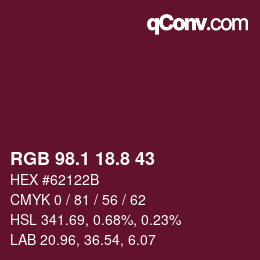 カラーコード: RGB 98.1 18.8 43 | qconv.com