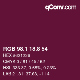 カラーコード: RGB 98.1 18.8 54 | qconv.com