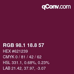 カラーコード: RGB 98.1 18.8 57 | qconv.com