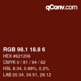 Color code: RGB 98.1 18.8 6 | qconv.com