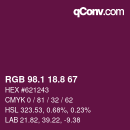 カラーコード: RGB 98.1 18.8 67 | qconv.com
