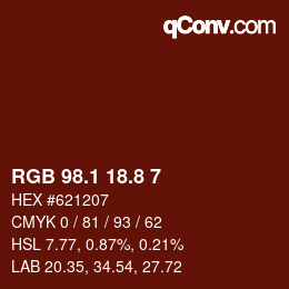 カラーコード: RGB 98.1 18.8 7 | qconv.com