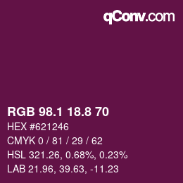 カラーコード: RGB 98.1 18.8 70 | qconv.com