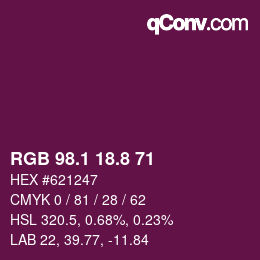 カラーコード: RGB 98.1 18.8 71 | qconv.com