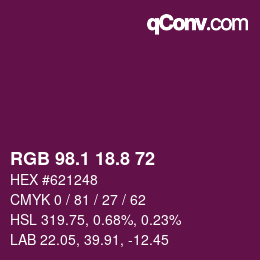 カラーコード: RGB 98.1 18.8 72 | qconv.com