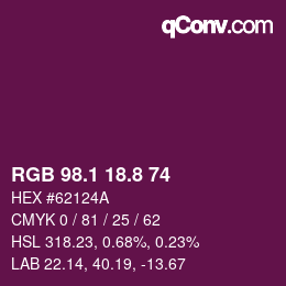 カラーコード: RGB 98.1 18.8 74 | qconv.com