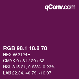 カラーコード: RGB 98.1 18.8 78 | qconv.com