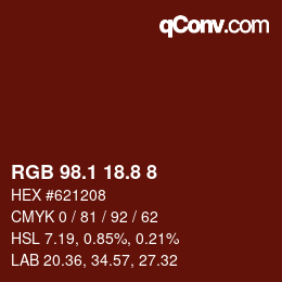 カラーコード: RGB 98.1 18.8 8 | qconv.com
