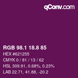 カラーコード: RGB 98.1 18.8 85 | qconv.com