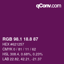 カラーコード: RGB 98.1 18.8 87 | qconv.com