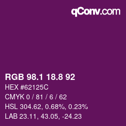 カラーコード: RGB 98.1 18.8 92 | qconv.com
