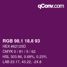 カラーコード: RGB 98.1 18.8 93 | qconv.com