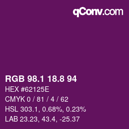 カラーコード: RGB 98.1 18.8 94 | qconv.com