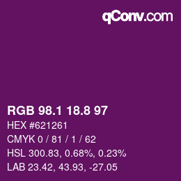 カラーコード: RGB 98.1 18.8 97 | qconv.com