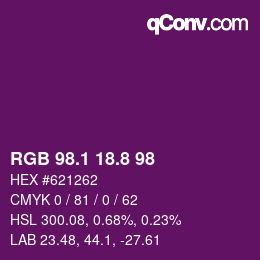 カラーコード: RGB 98.1 18.8 98 | qconv.com
