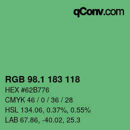カラーコード: RGB 98.1 183 118 | qconv.com