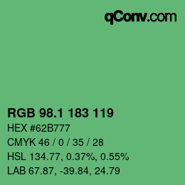 カラーコード: RGB 98.1 183 119 | qconv.com