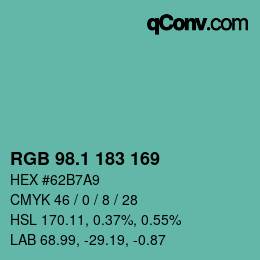Color code: RGB 98.1 183 169 | qconv.com