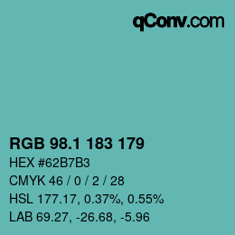 Color code: RGB 98.1 183 179 | qconv.com