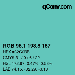 Color code: RGB 98.1 198.8 187 | qconv.com